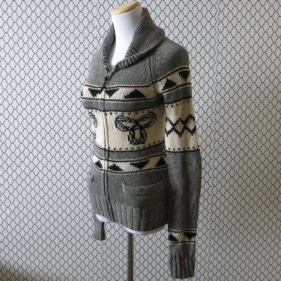 Aritzia TNA Sea To Sky 100% Lambswool Full Zip Sweater Cardigan - Size X Small - Picture 8 of 12